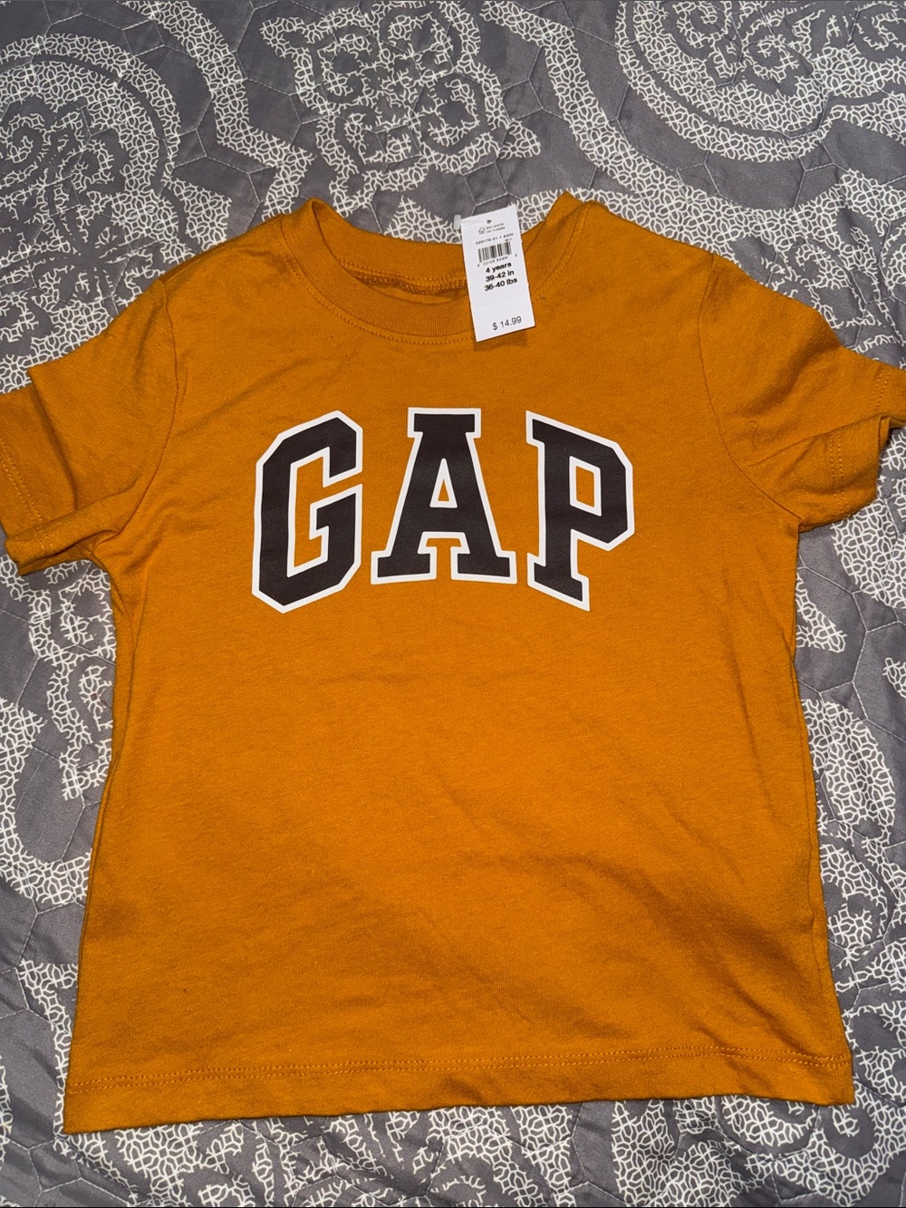 GAP Kids Short Sleeve Logo Tee in Mustard Yellow